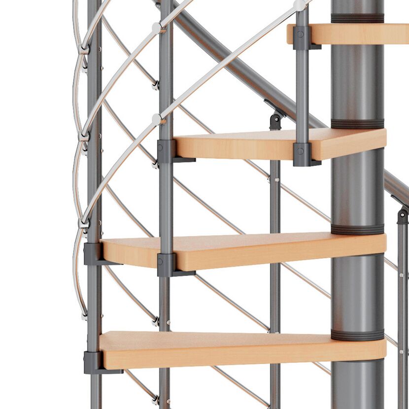 Wendeltreppe Oslo grau/Buche
