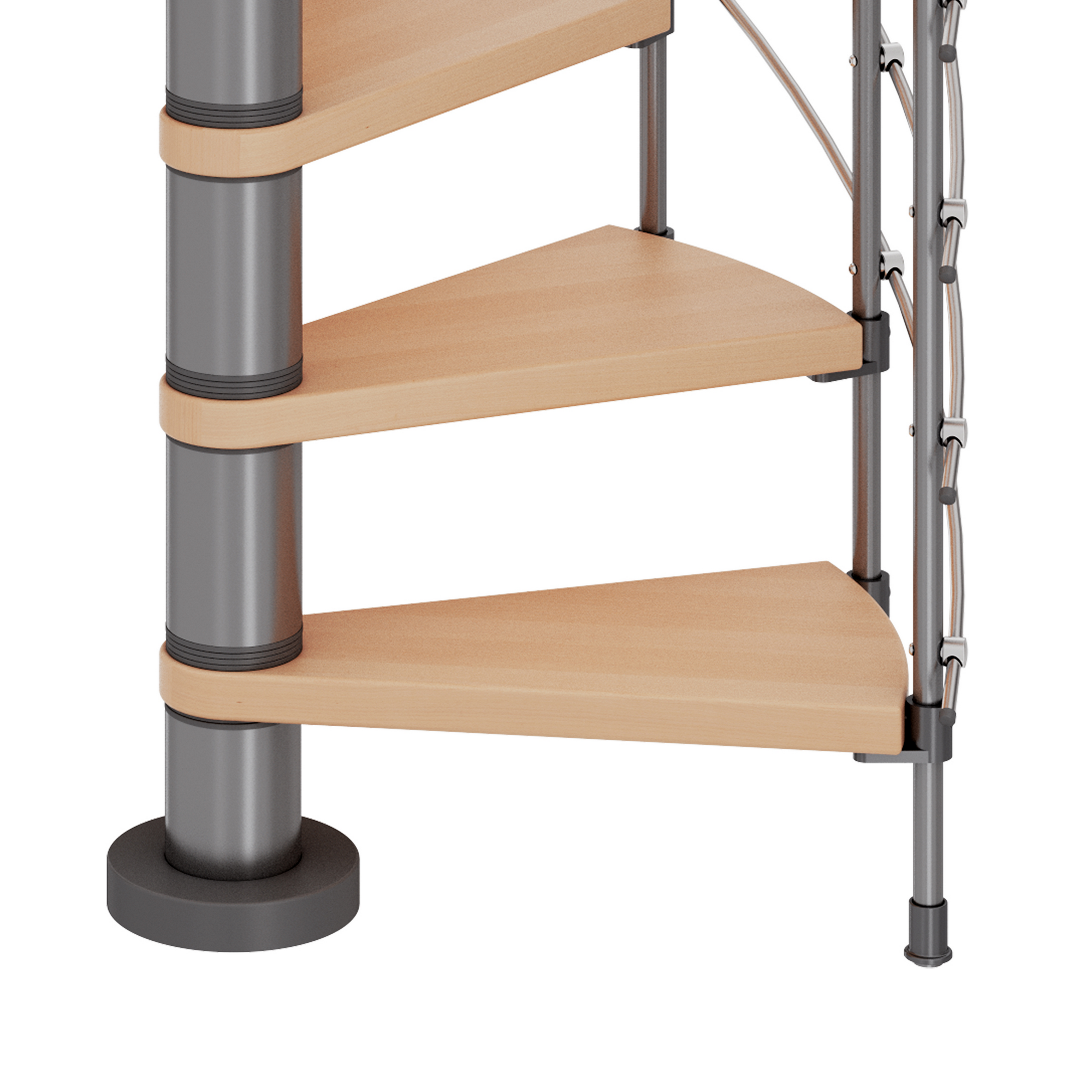 Spindeltreppe 'Oslo' grau/buche Ø 140 cm + product picture