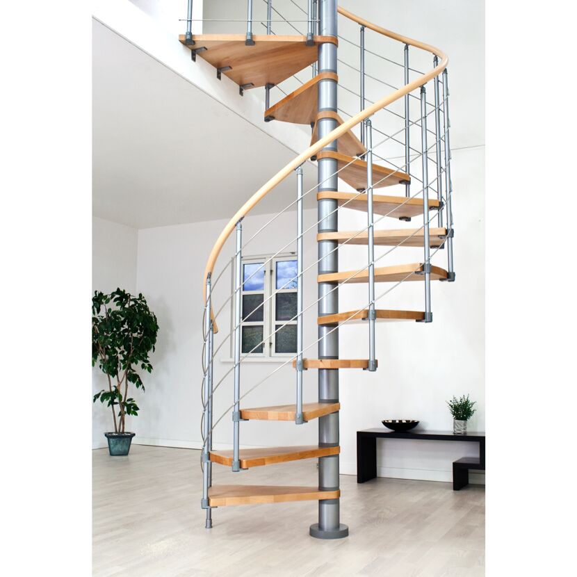 Wendeltreppe Oslo silber/Buche