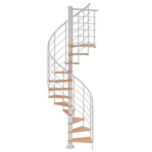 Spindeltreppe 'Oslo' weiß/buche Ø 140 cm