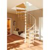 Wendeltreppe Oslo in weiß mit Holzstufen
