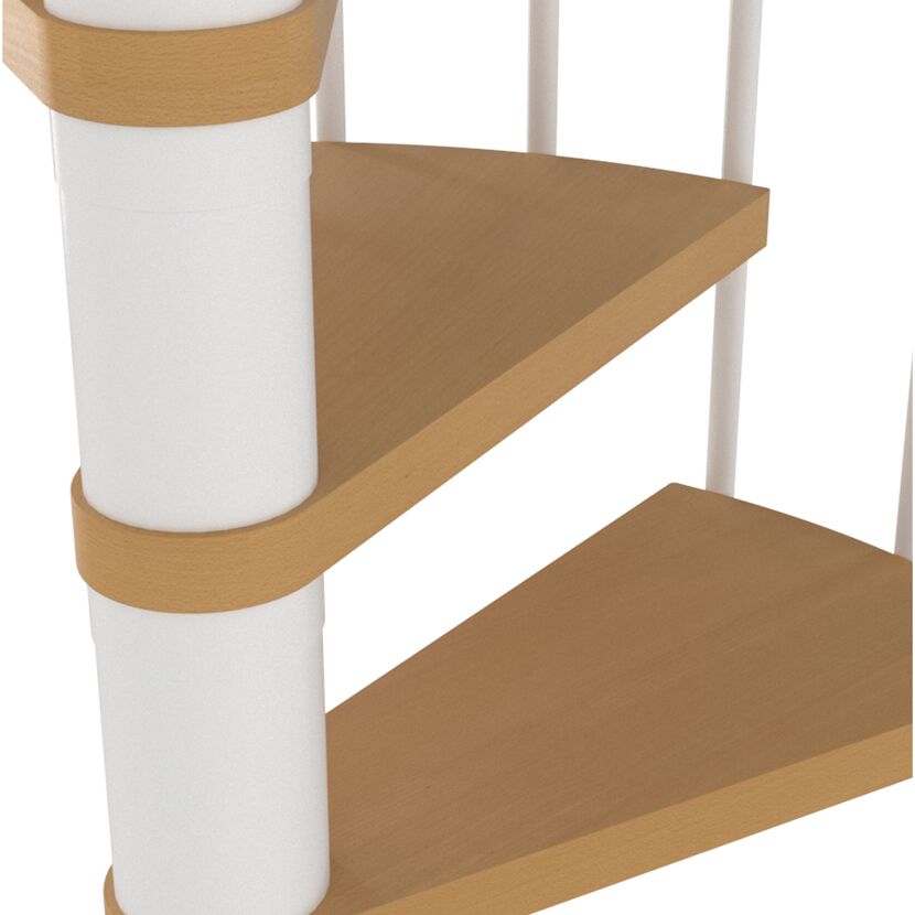 Wendeltreppe MONTREAL weiß mit Holzstufen