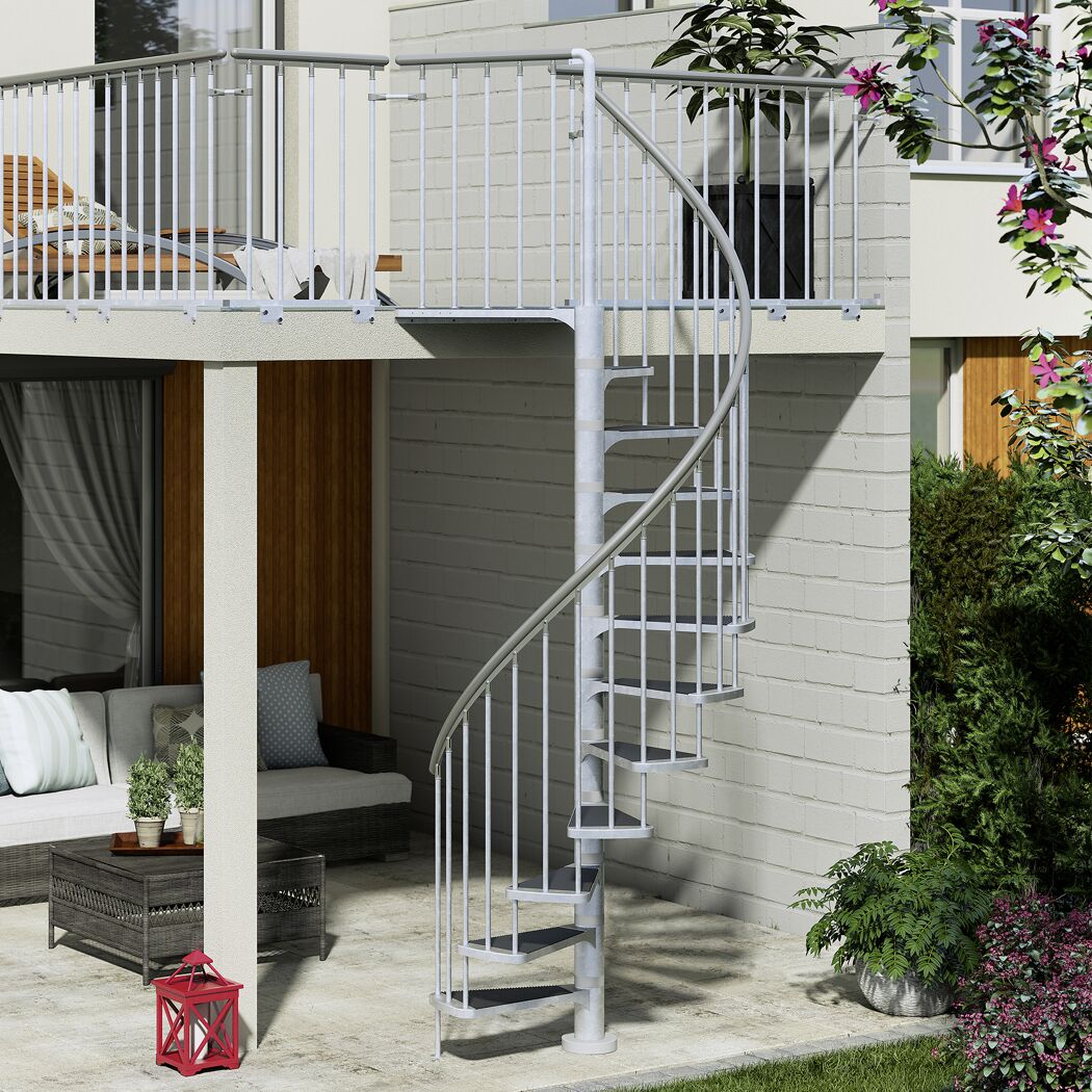 Außenspindeltreppe 'Gardenspin' Metall, 14 Trimax-Stufen Ø 155 cm