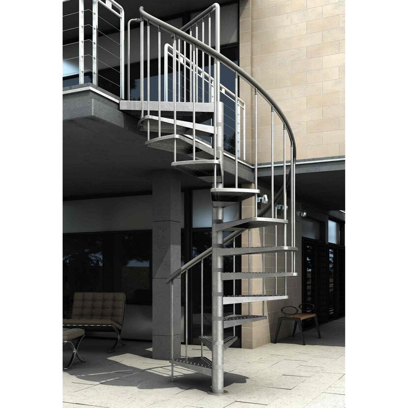 Außenspindeltreppe 'Gardenspin' Metall 15 Lochblechstufen Ø 125 cm