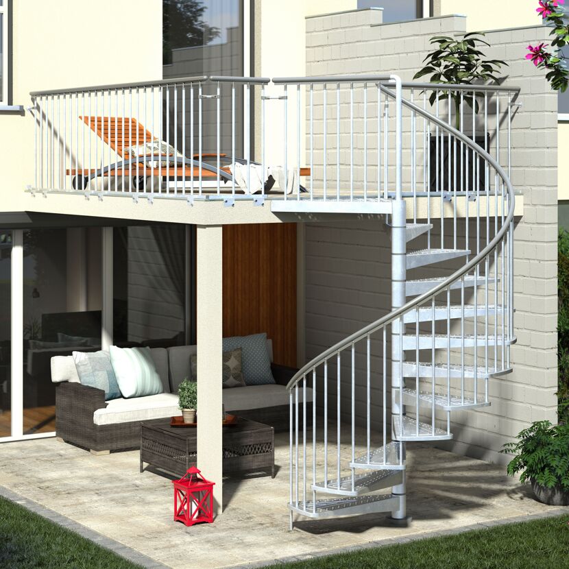 Wendeltreppe aus Metall zu Balkon