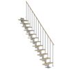 Mittelholmtreppe 'Dublin' ahornfarbend/perlgrau gerade, Einzelstabgeländer 11 Stufen