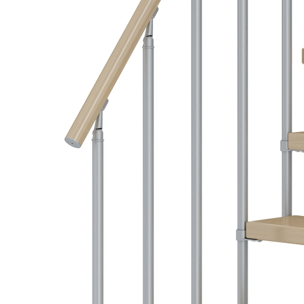 Mittelholmtreppe 'Dublin' ahornfarbend/perlgrau 1/2 gewendelt, Einzelstabgeländer 12 Stufen