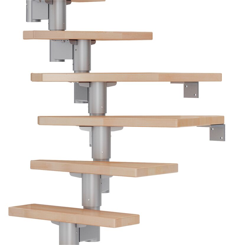 Hölzerne Wendeltreppe, Detailansicht
