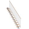 Mittelholmtreppe 'Dublin' buchefarbend/perlgrau gerade, Einzelstabgeländer 11 Stufen