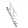 Mittelholmtreppe 'Basel' buchefarbend/perlgrau gerade, Edelstahlgeländer 12 Stufen