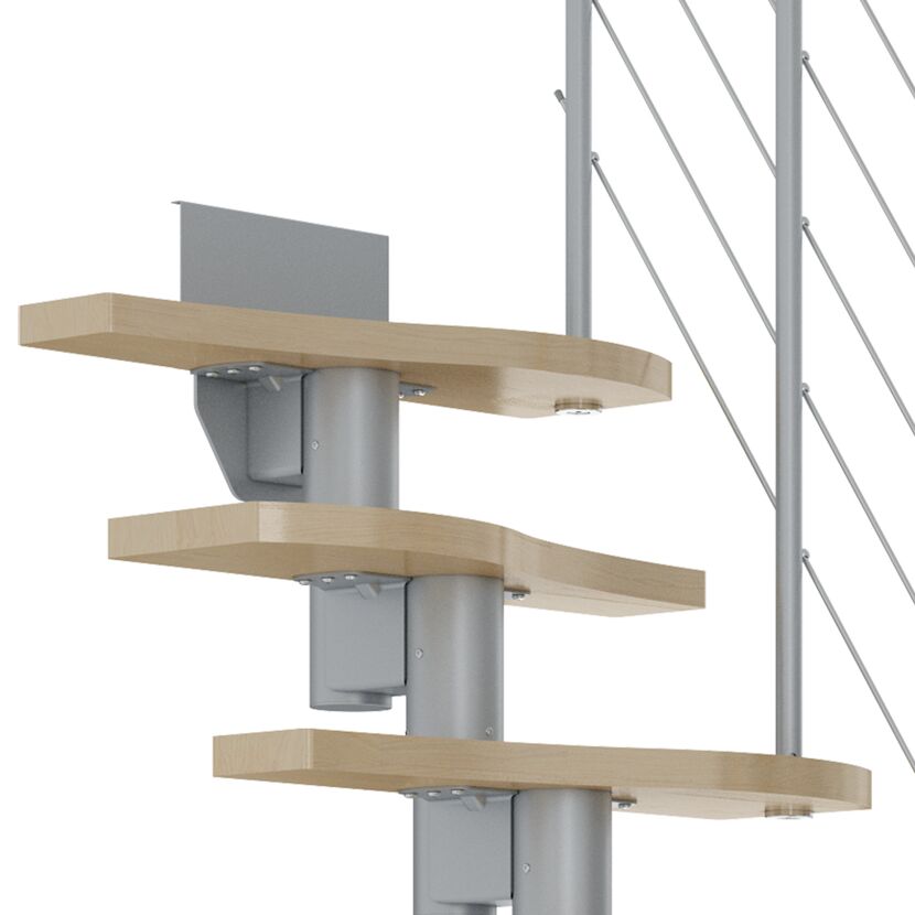Hölzerne Wendeltreppe mit Geländer
