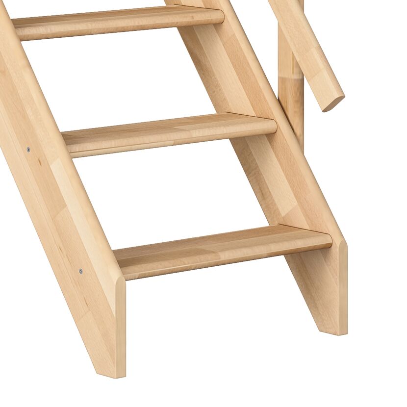 Nahaufnahme einer Holztreppe.