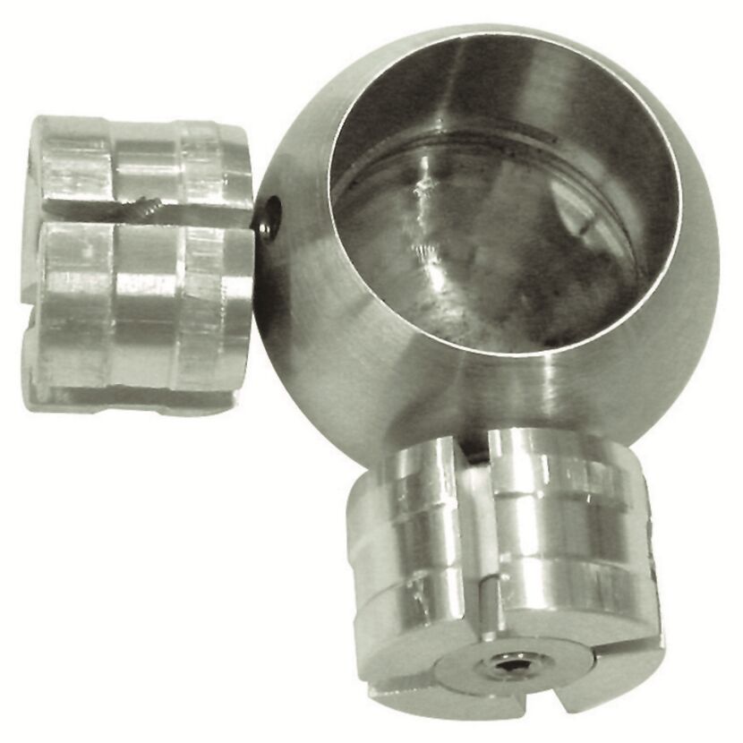 Metallkugel mit zwei drehbaren Verbindungsstücken.