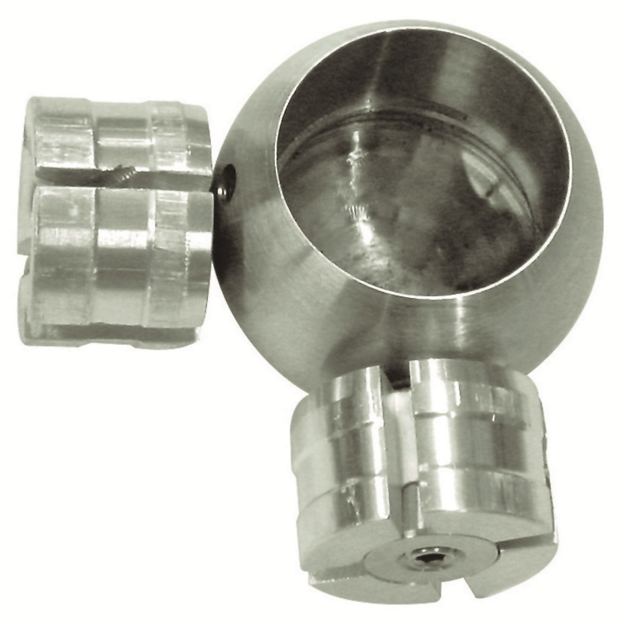 Metallkugel mit zwei drehbaren Verbindungsstücken.