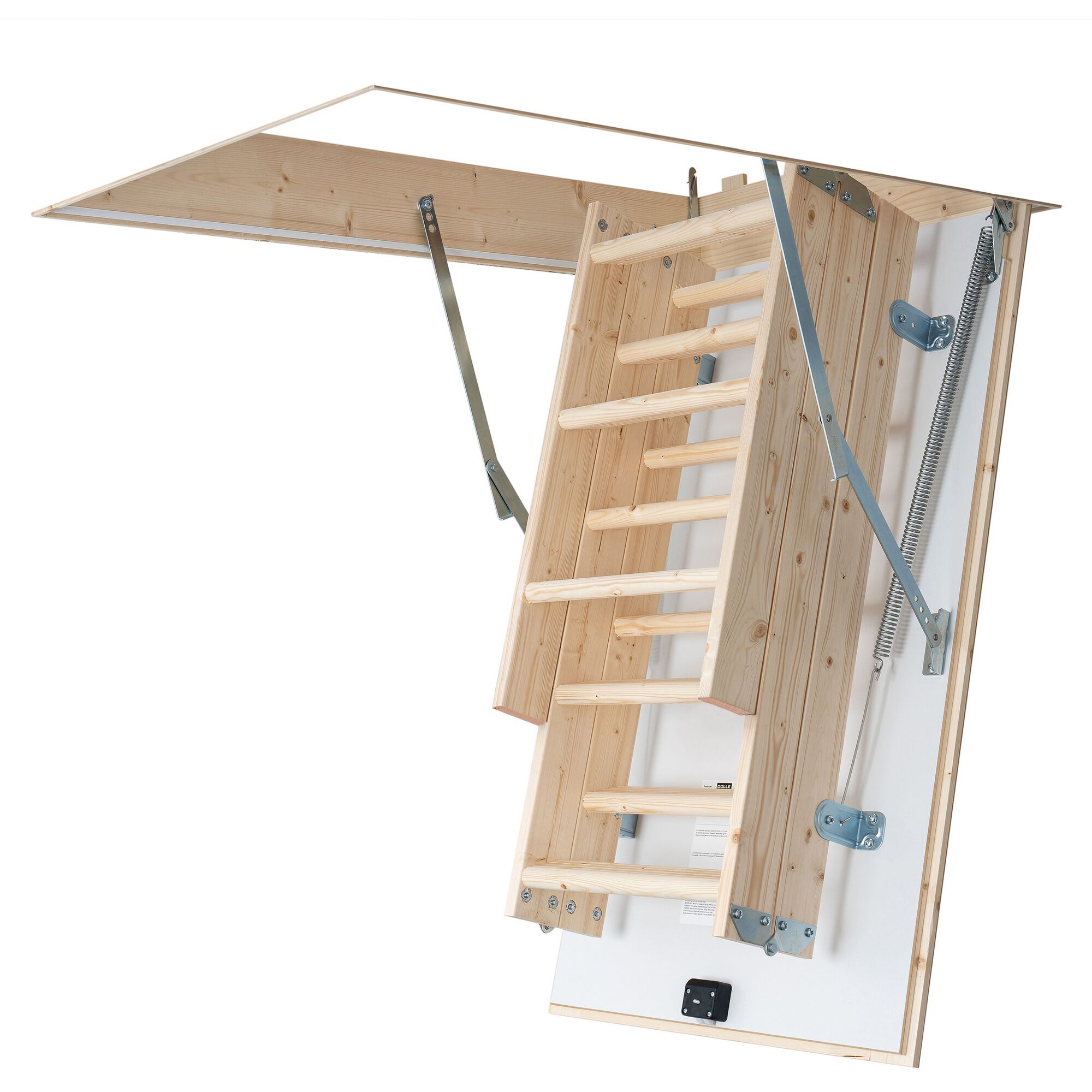 Ausgeklappte Bodentreppe aus Holz