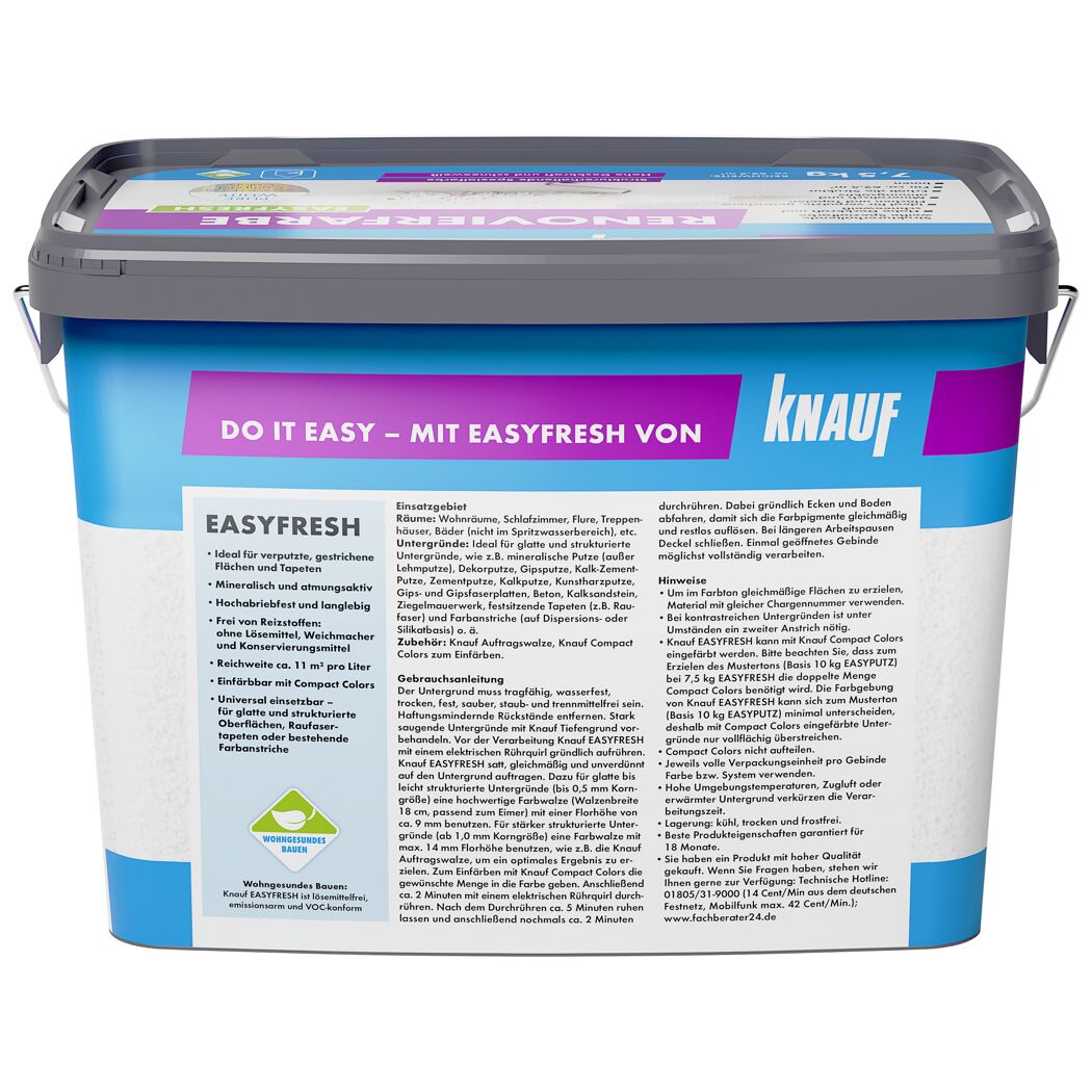 7,5 kg Eimer weißer Knauf Easyfresh Renovierfarbe