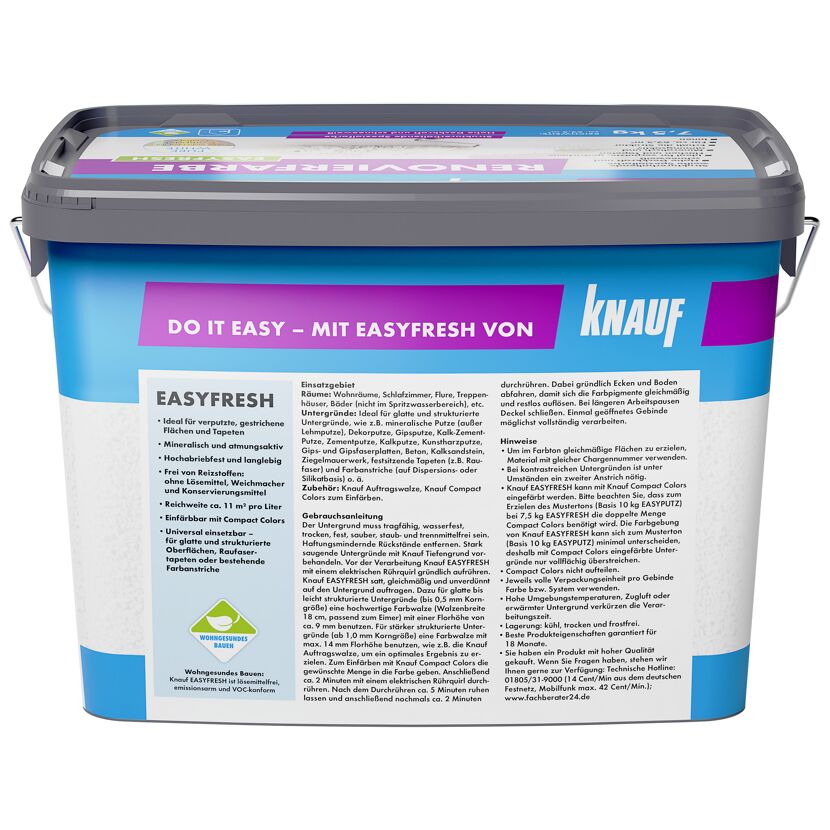 7,5 kg Eimer weißer Knauf Easyfresh Renovierfarbe