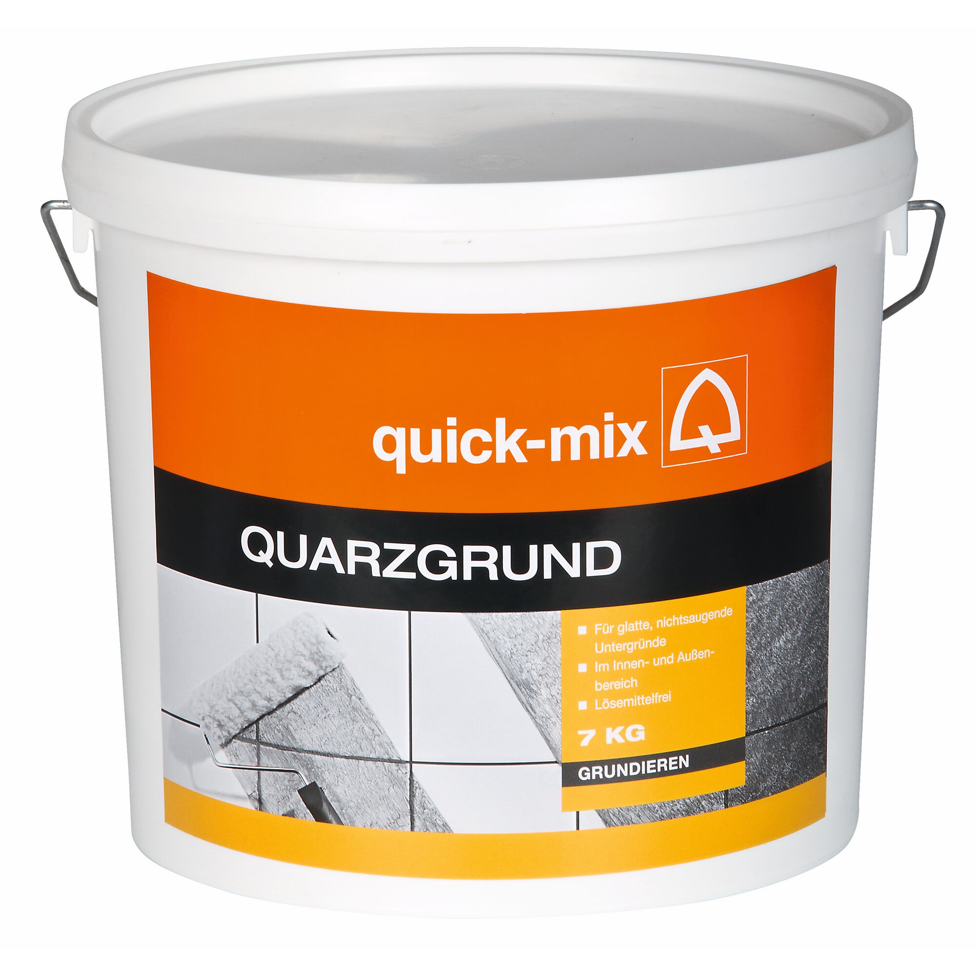 Weißer Eimer mit Quick-Mix Quarzgrund