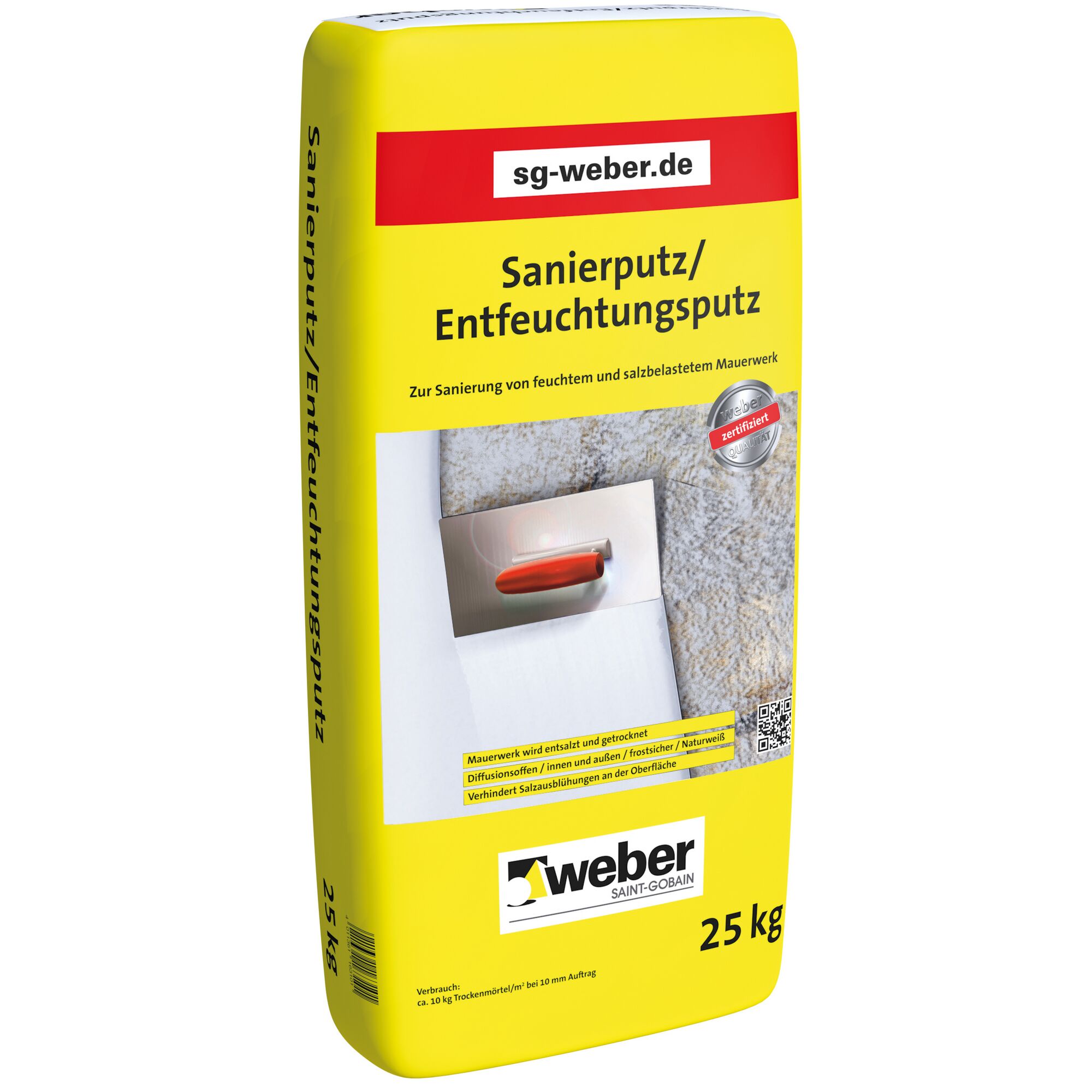 Weber Sanierputz, 25 kg Sack, Kelle