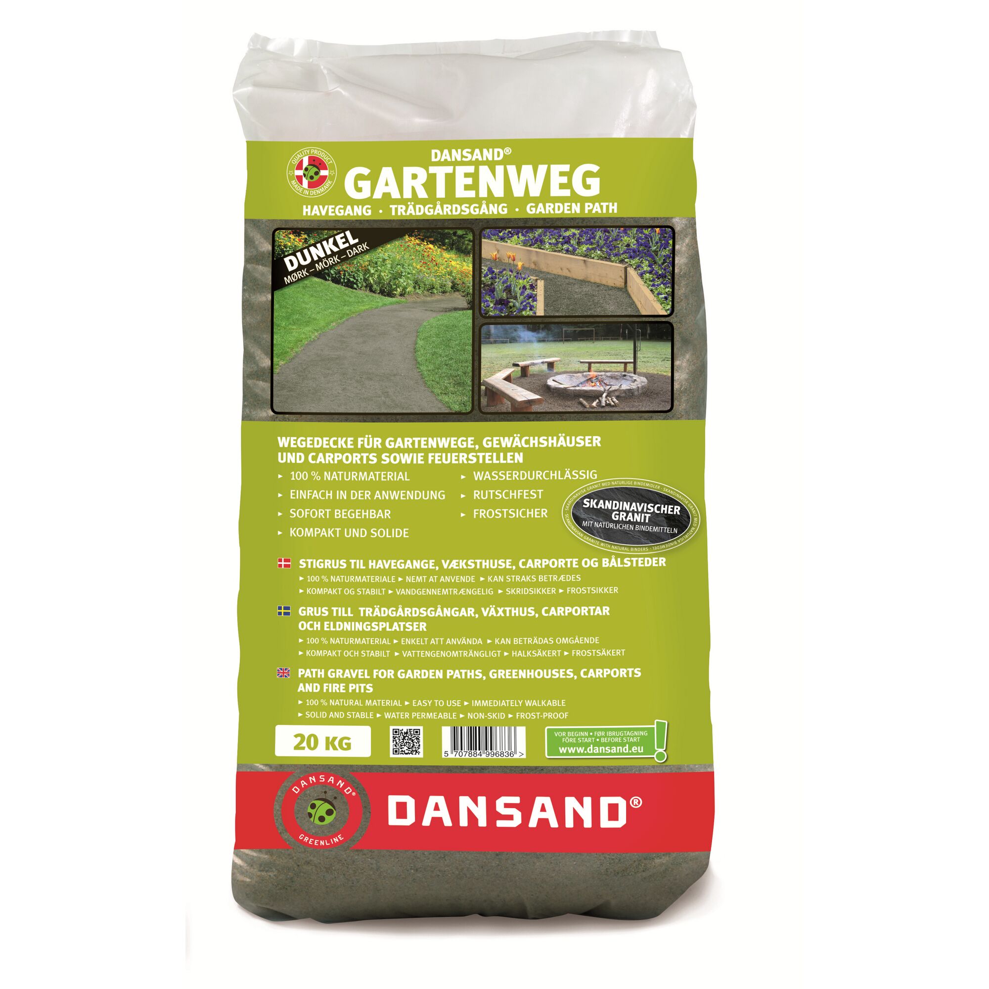 DANSAND Gartenweg Wegedecke dunkel, 20 kg Sack