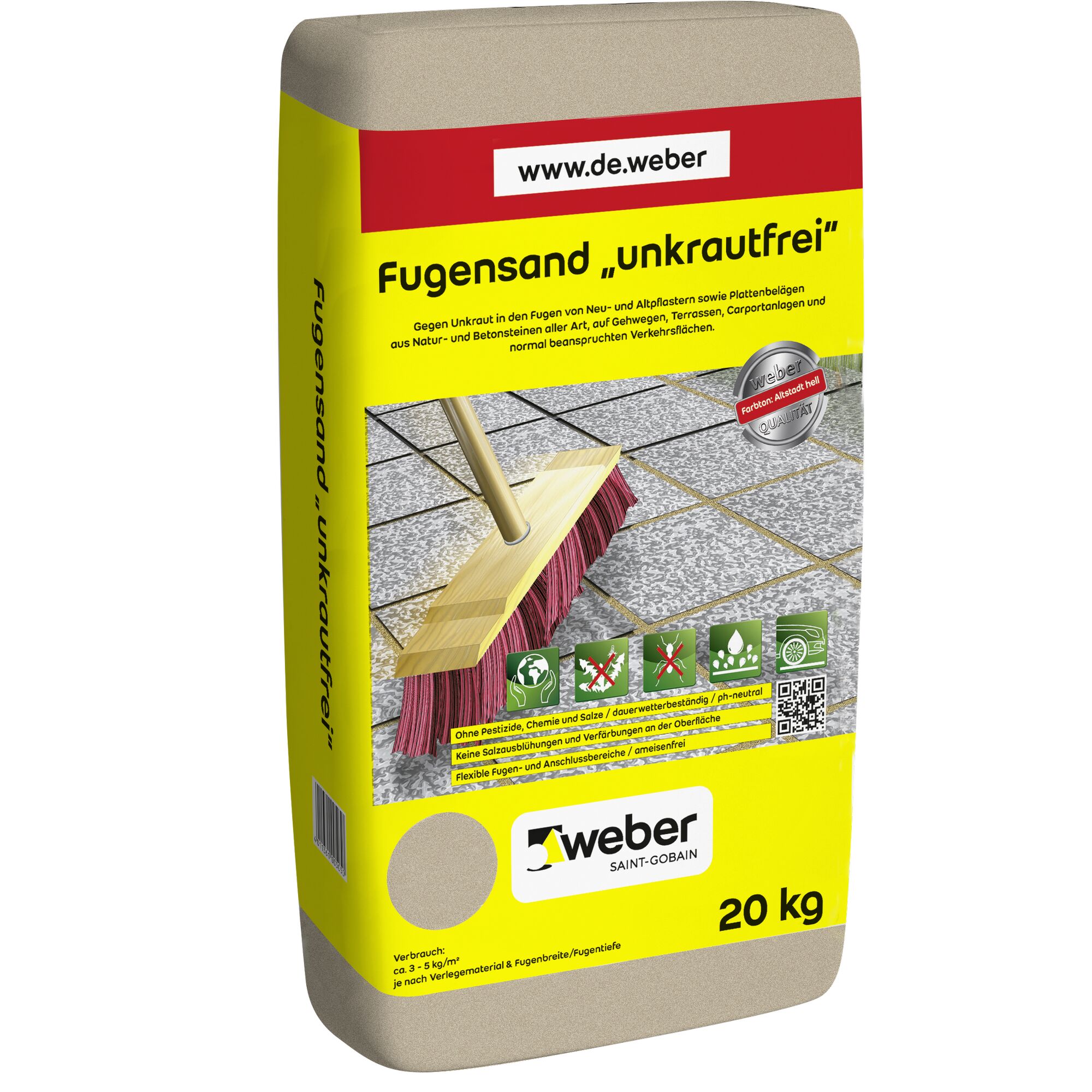 Weber Fugensand unkrautfrei, 20 kg Sack, Besen