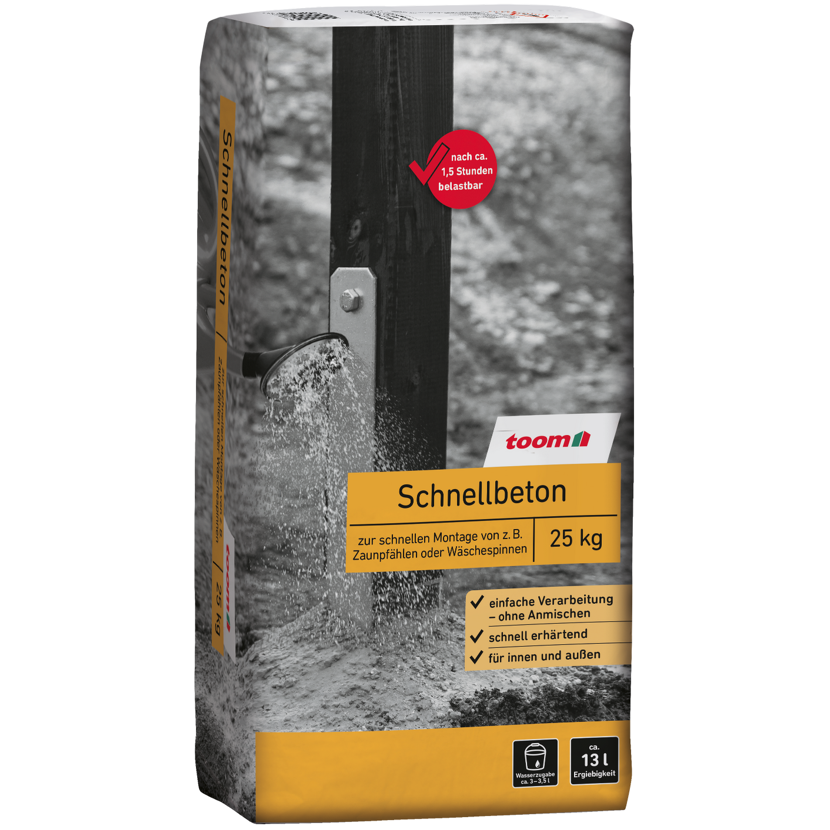 Sack Schnellbeton, 25 kg, Anwendung mit Gießkanne