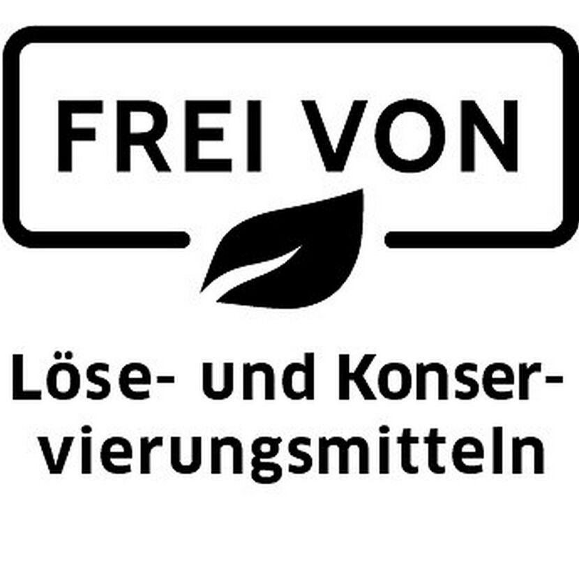 Frei von Löse- und Konservierungsmitteln