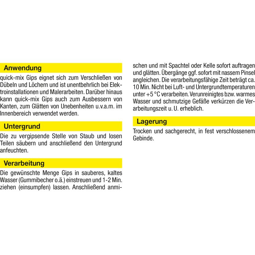 Anleitung zur Verarbeitung von Gips