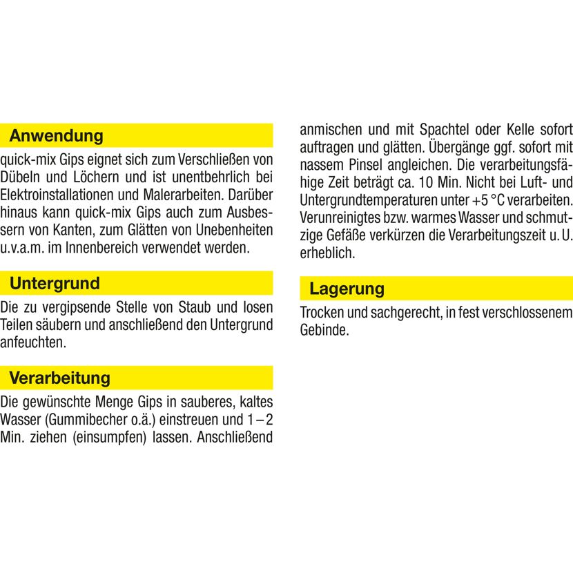 Anleitung zur Verarbeitung von Gips