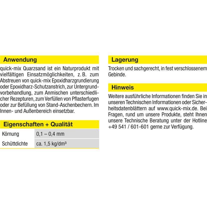 Produktbeschreibung von quick-mix Quarzsand
