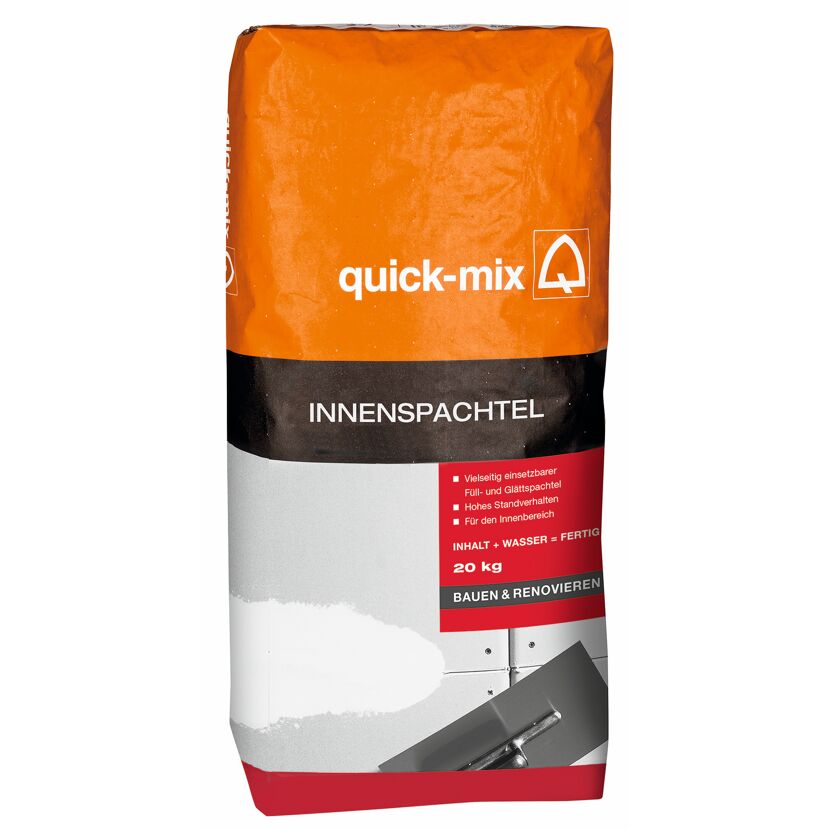 Sack mit Quick-Mix Innenspachtel und Kelle