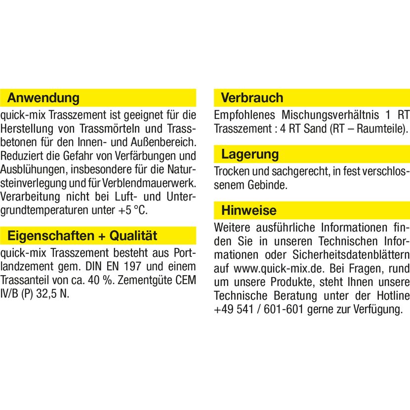 Produktinformation quick-mix Trasszement