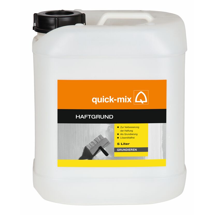 Weißer Kanister quick-mix Haftgrund 5 Liter, Pinsel
