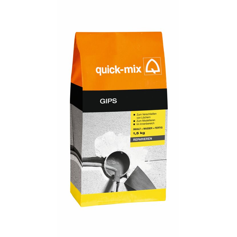 Quick-Mix Gips, 1,5 kg, mit Kelle und Spachtel