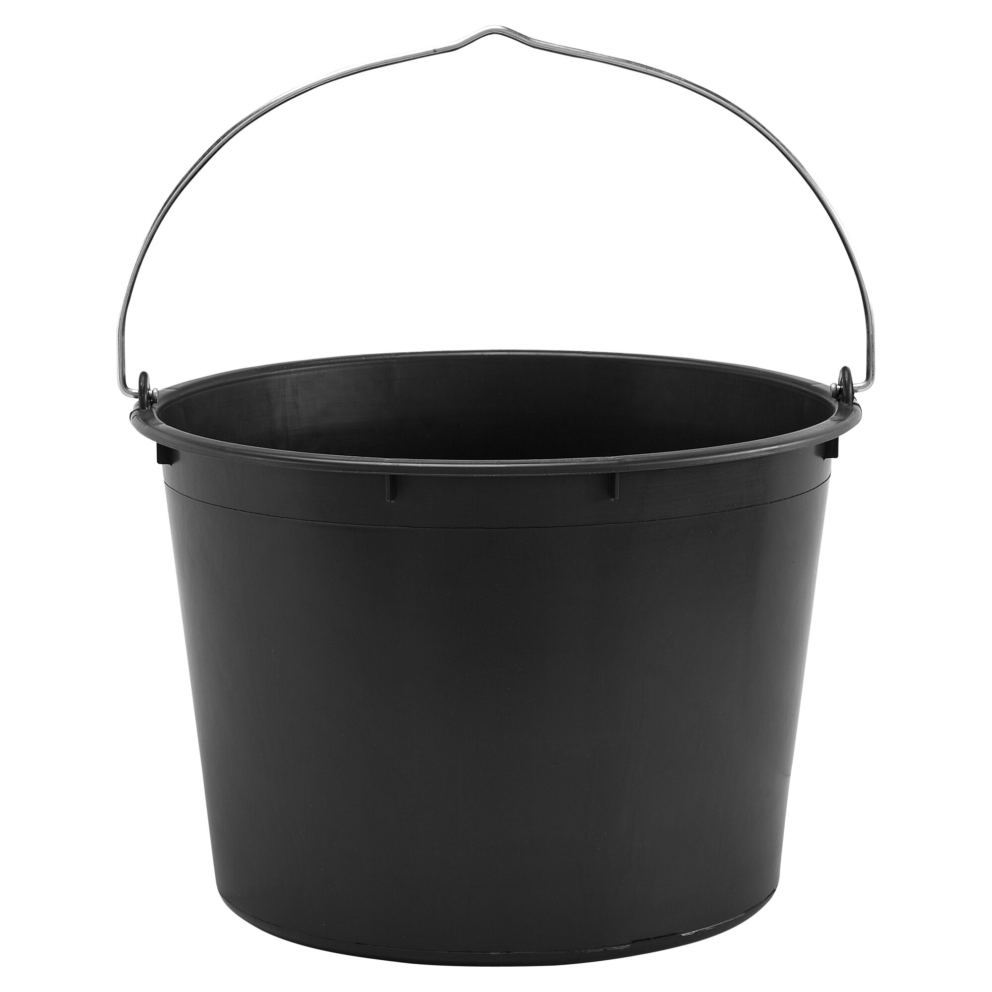 Schwarzer Farbeimer mit Metallgriff