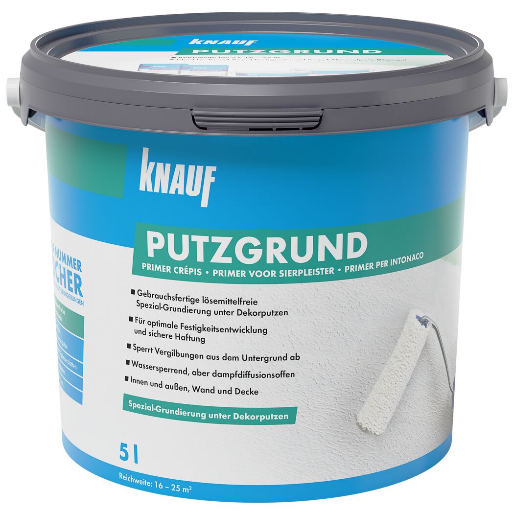 Eimer Knauf Putzgrund mit Farbrolle