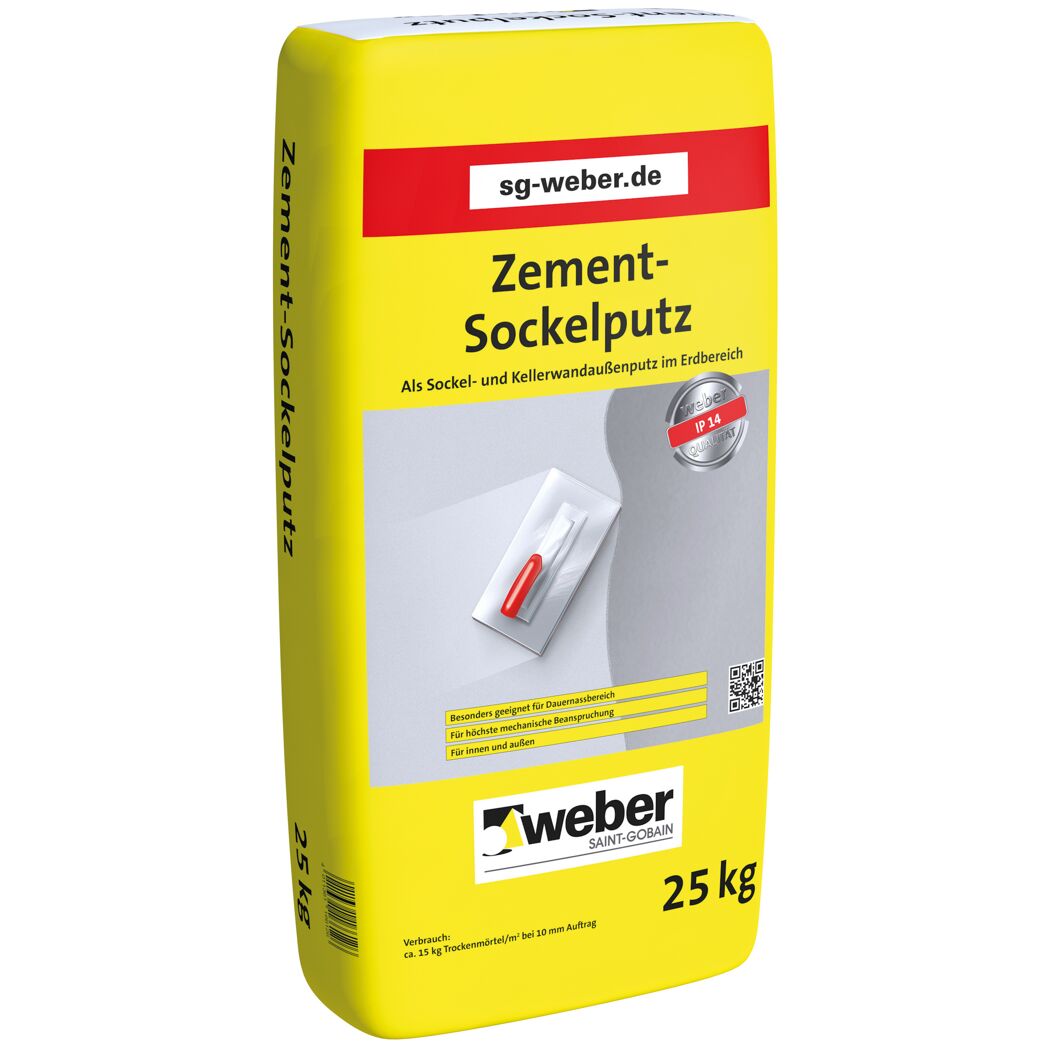 25 kg Sack Zement-Sockelputz mit Kelle