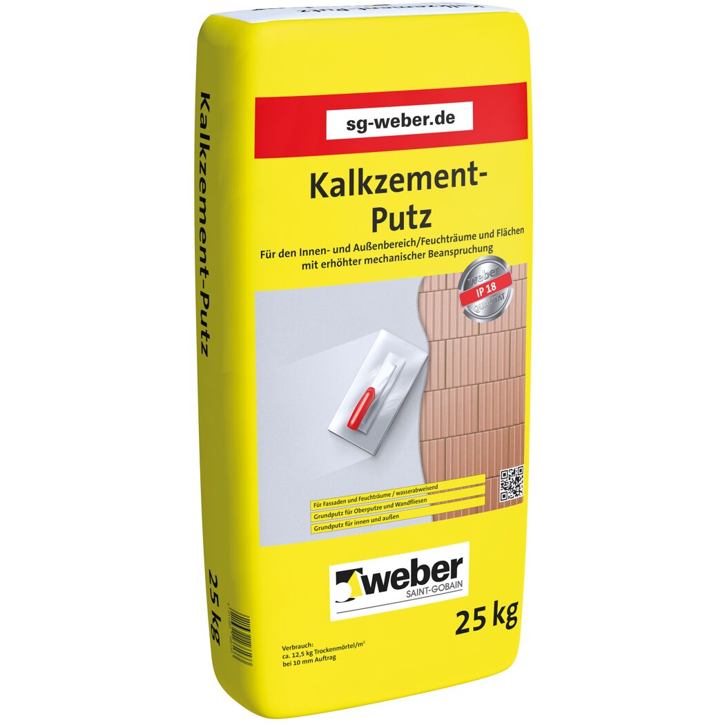 Weber Kalkzement-Putz, 25 kg Sack, Kelle