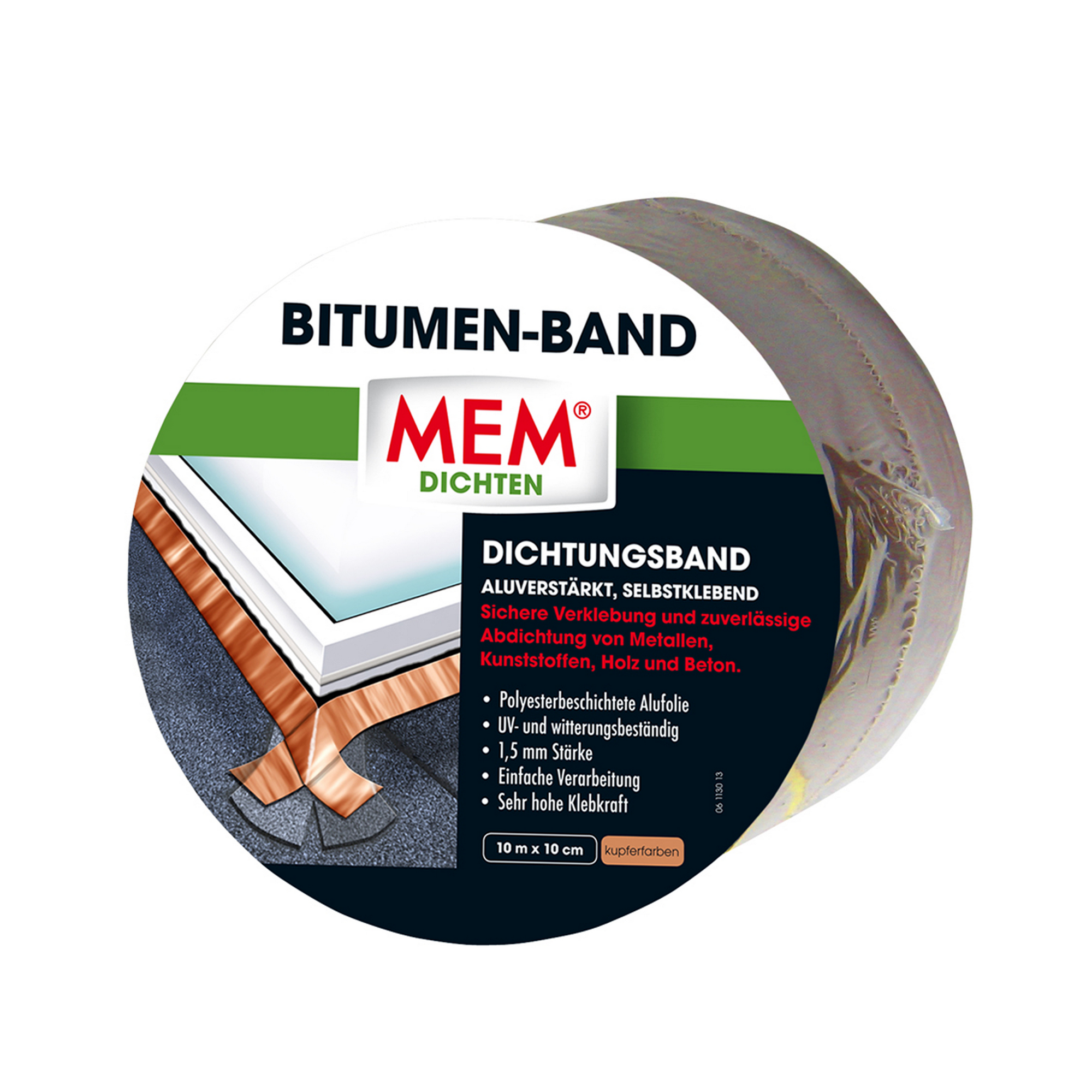 Bitumen-Band kupfer 10 cm x 10 m + product picture