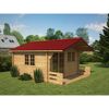 Kleines Gartenhaus mit rotem Dach