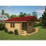 Kleines Gartenhaus mit rotem Dach