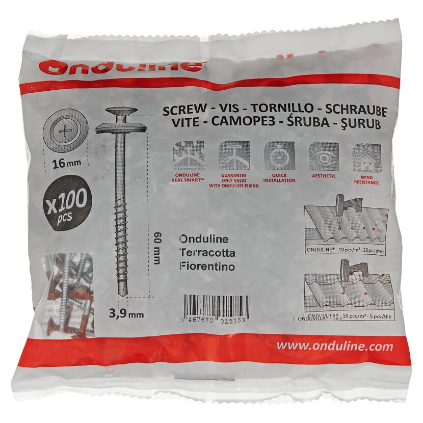 Onduline Schrauben Terrakotta Fiorentino 3,9 x 60 mm, 100 Stück
