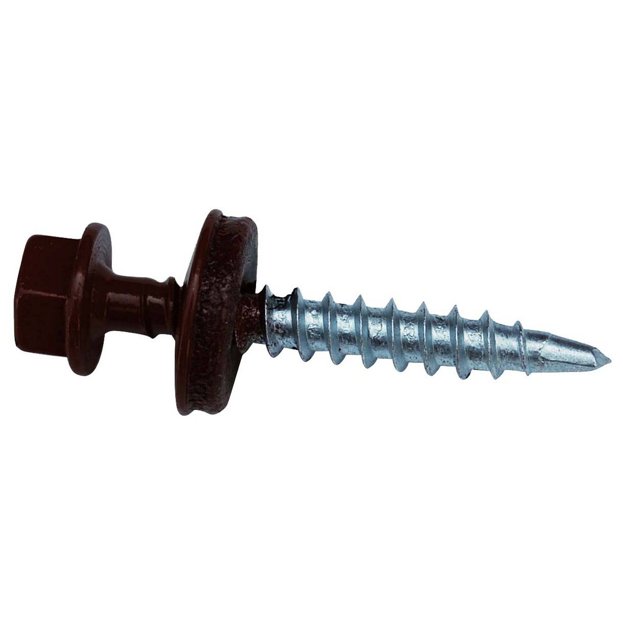 Braune Schraube mit silbernem Gewinde
