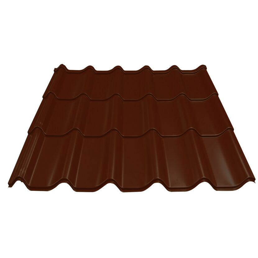 Braune Metalldachziegel Scandinmahagoni