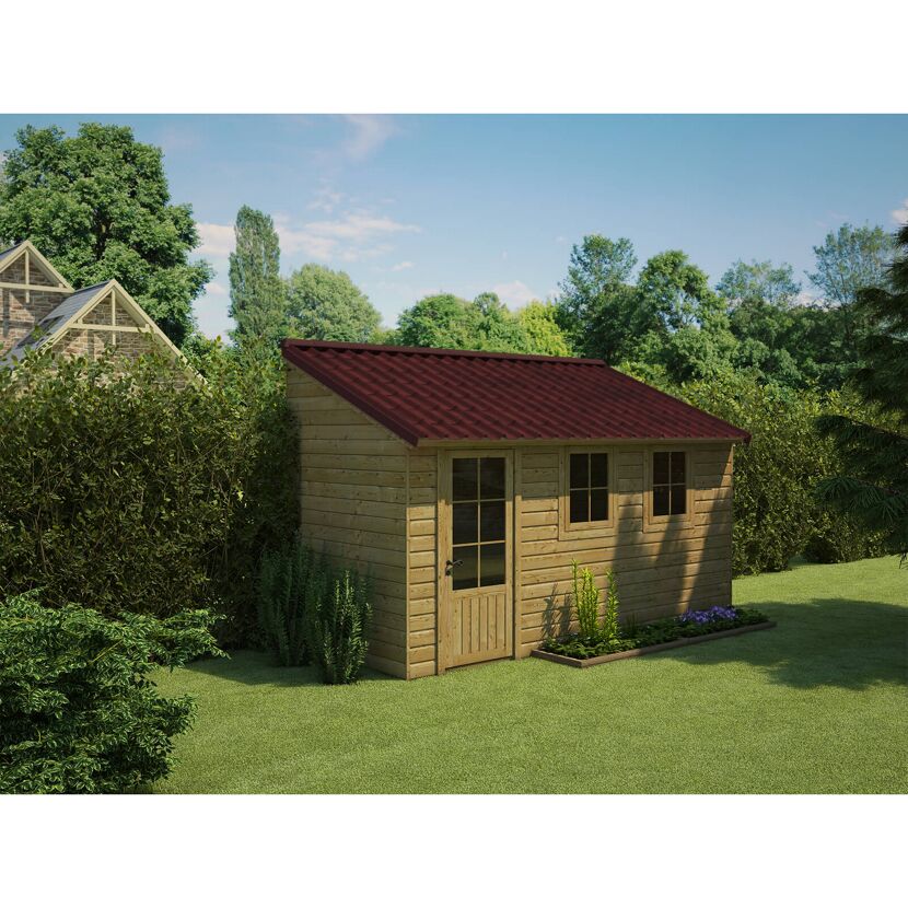 Gartenhaus mit Onduvilla Dachplatten in rot