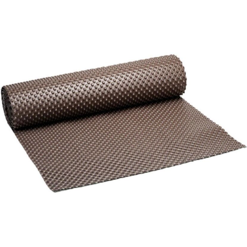 Braune Noppenbahn aufgerollt.