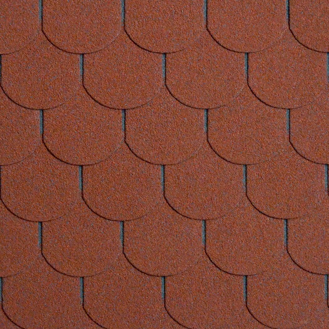 Bitumen-Biberschindeln rot 33,3 x 100 cm