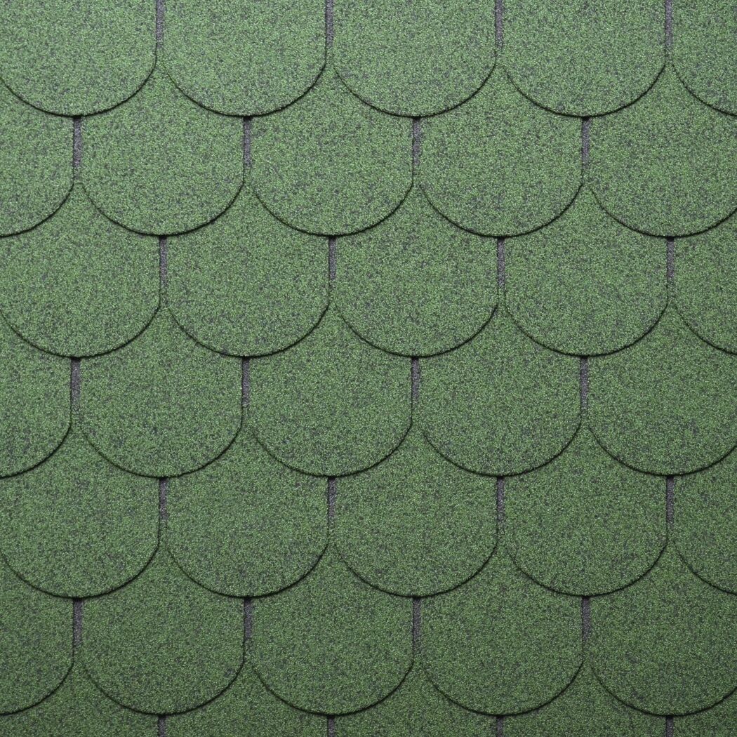 Bitumen-Biberschindeln grün 33,3 x 100 cm