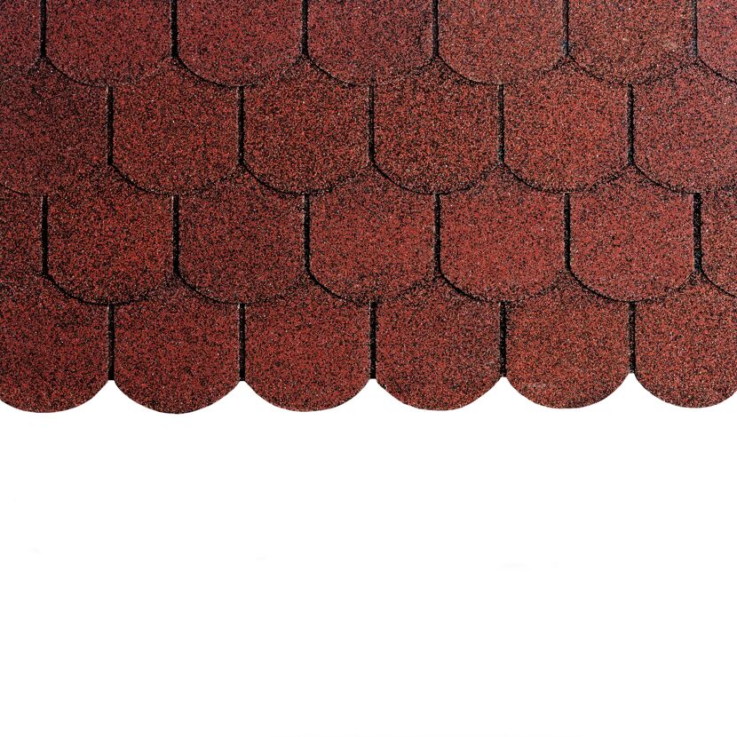 Bitumen-Biberschindeln ziegelrot 33,6 x 100 cm
