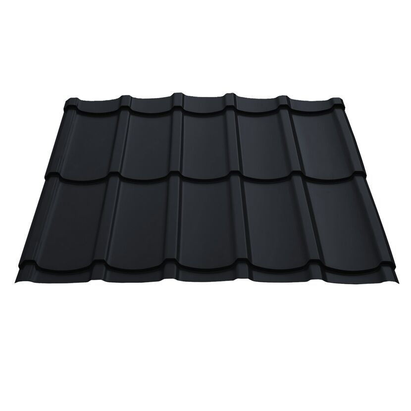 Schwarze Metalldachziegel Optim